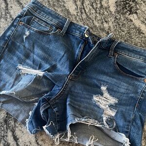 Universal Thread Distressed Blue Denim Cutoff Shorts fair trade, high-rise midi